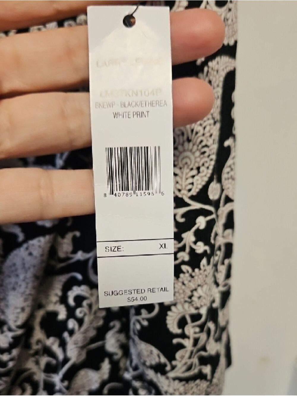 Larry Levine Black and White Cowl Neck 3/4 Sleeve Top XL - Picture 9 of 9